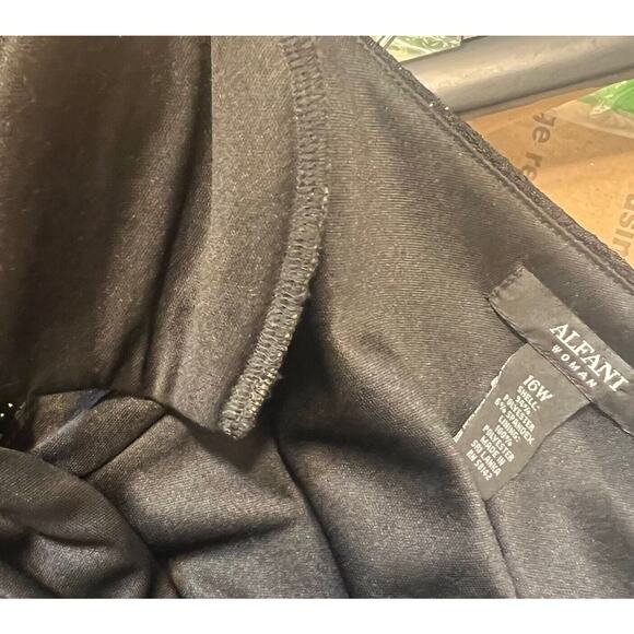 Alfani Faux Wrap Dress Ruched Black Metallic Sparkly Midi Plus Size 16W Holiday - Picture 14 of 15